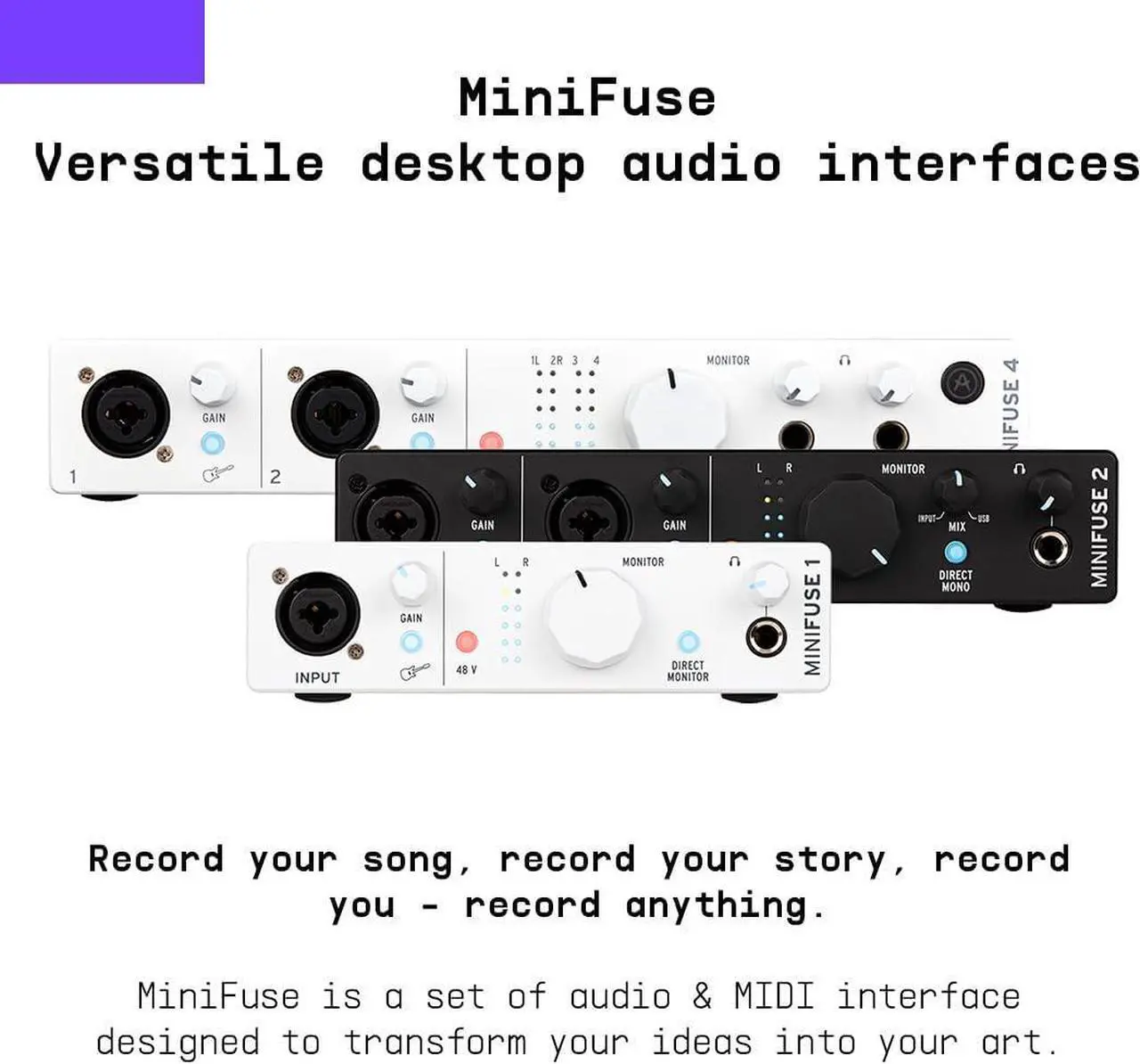 Alt view image 6 of 7 - Arturia - MiniFuse 2 - Compact USB Audio & MIDI Interface with Creative Software for Recording, Production, Podcasting, Guitar - Black