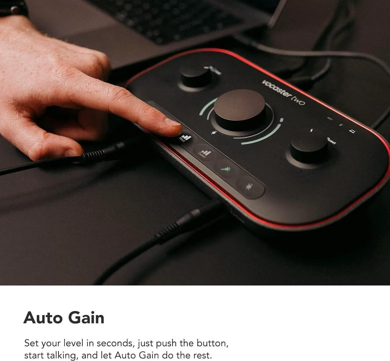 Alt view image 4 of 6 - Podcasting Interface for Recording Host and Guest. Two Mic Inputs and Two Headphone Outputs, with Auto Gain, Enhance, and Mute. Small, Lightweight, and Powered by Computer.