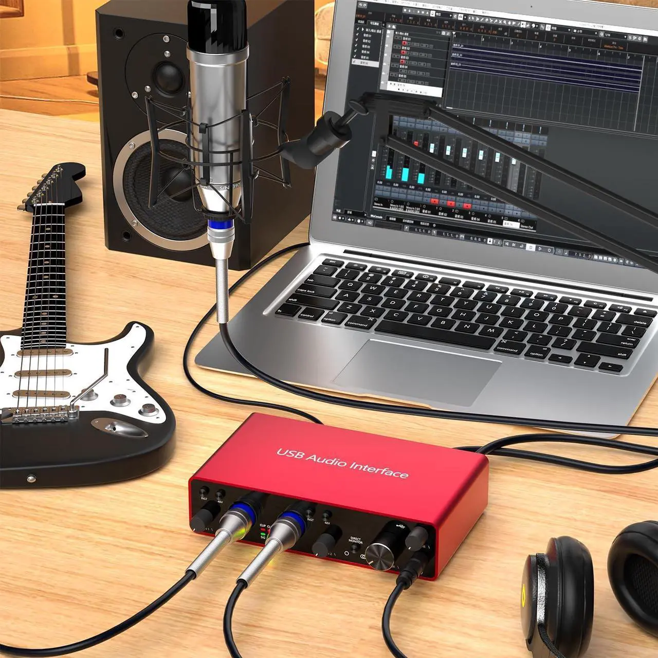 Alt view image 5 of 7 - 2i2 USB Audio Interface with 48V Phantom Power 24Bit/192kHz 4 Line Outputs & 2 Line Inputs for the Musicians, Vocalist, Podcaster,USB Audio Interface Works with Most DAWs and Recording Software