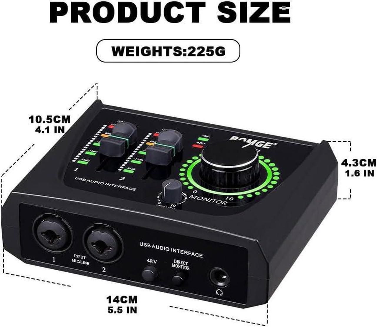 Alt view image 7 of 7 - BOMGE mini 2 Channel USB Audio Interface for Recording, Streaming and Podcasting, with XLR/48V Phantom Power,Studio Quality Audio Interface for Guitarist, Vocalist, Podcaster or Producer