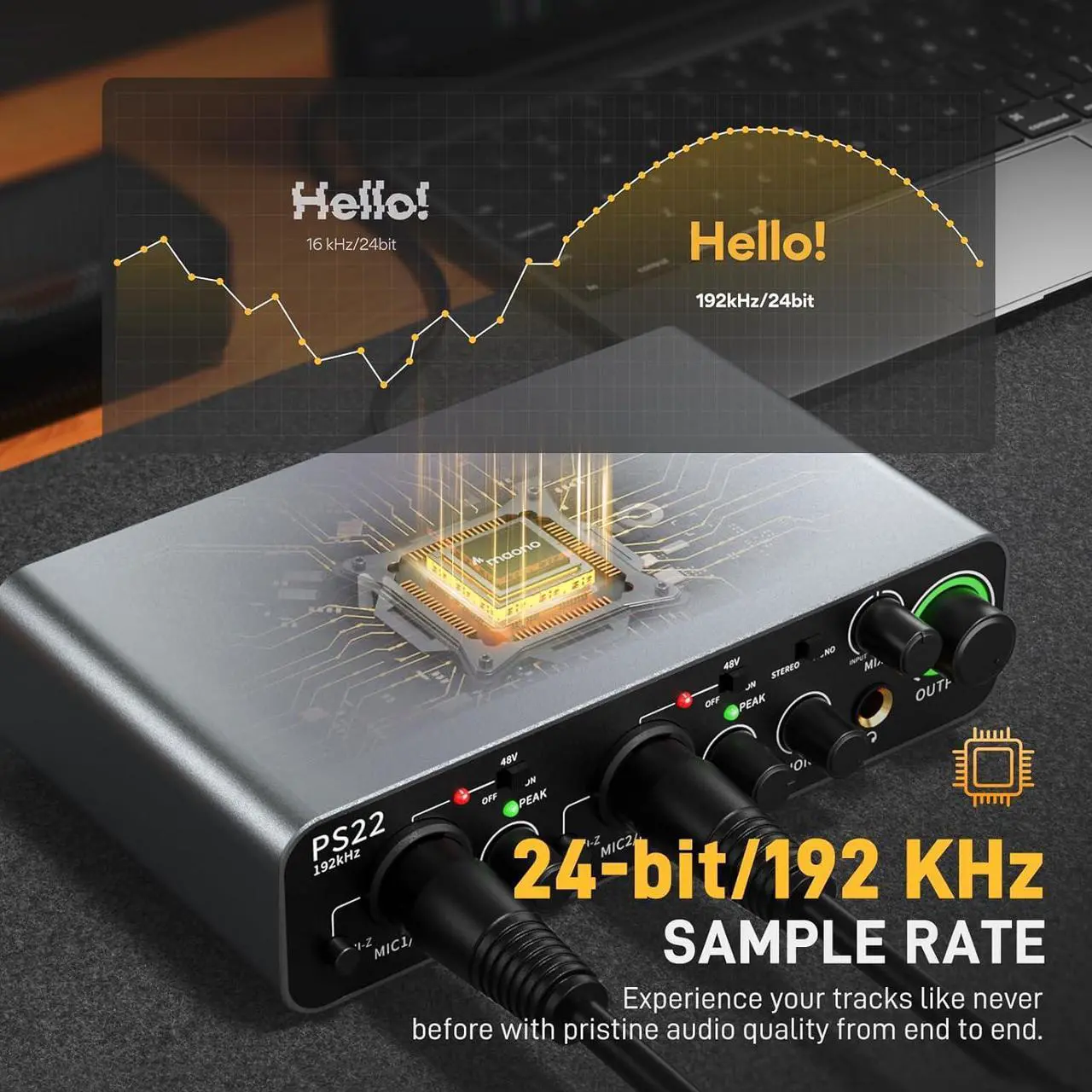 Alt view image 3 of 7 - MAONO USB Audio interface for PC with 60 dB Pro-preamp, 24bit/192kHz, Dual USB interface for PC&Smartphone, Routing Software for Home Recording, Music Production, Guitar, Podcast, Streaming(PS22)
