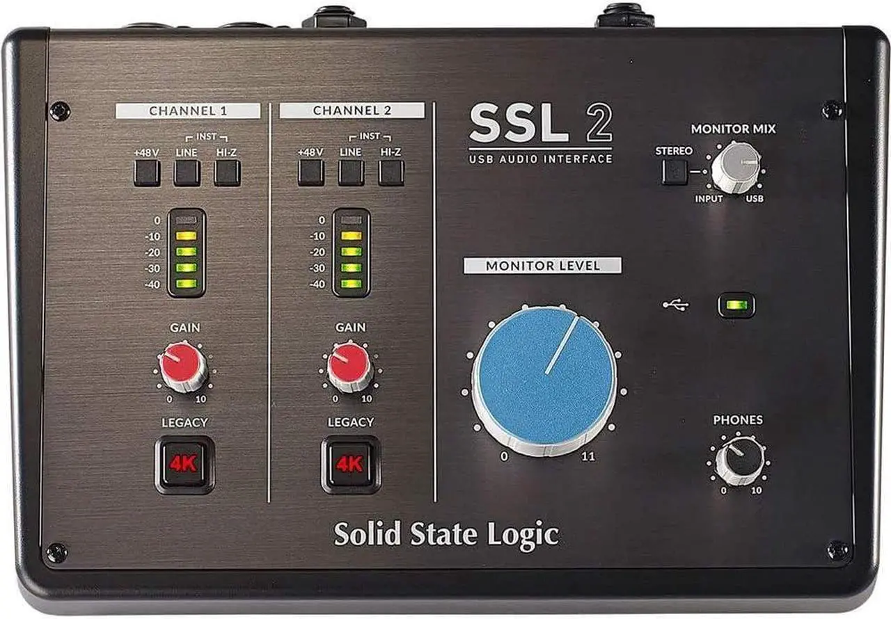 Alt view image 2 of 6 - Ssl SSL-2 Desktop USB Type-C Audio Interface Bundle with Studio Monitor Headphone, MIDI Cable & XLR Cable