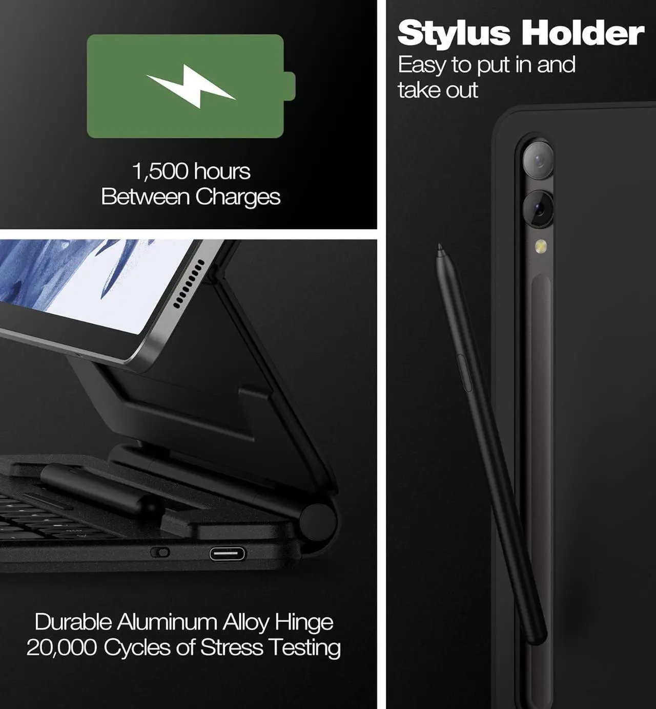 Alt view image 6 of 7 - for Samsung Galaxy Tab S9+ Plus/S9 FE+ Plus/S8+ Plus/S7+ Plus/S7 FE Case with Keyboard 12.4" Floating Cantilever Magnetic Stand Multi-Touch Trackpad Backlit S Pen Holder US Version - Black