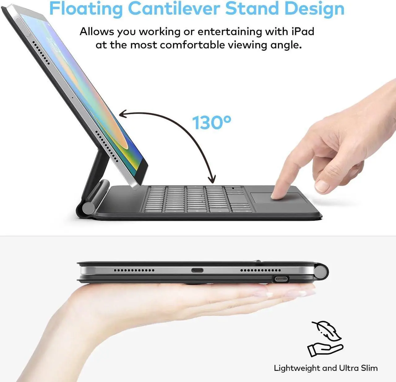 Alt view image 6 of 7 - Keyboard Case for iPad 10th generation 2022  Magic-Style Magnetic Keyboard Case with Multi-Touch Trackpad Compatible with iPad 10.9 inch 10th Gen  Floating Cantilever StandWireless Keyboard Case