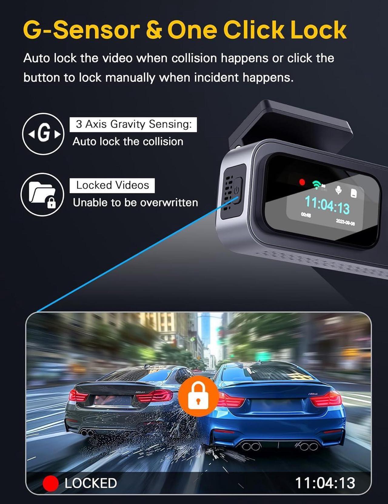 Alt view image 5 of 7 - 3 Channel 5GHz WiFi Dash Cam with 64GB Card, 2.5K+1080P Dash Cam Front and Rear/Inside, 2.5K+1080P+1080P Three Way Dash Camera for Cars, Dashcam 24H Parking Mode, Support 256GB Max Silver