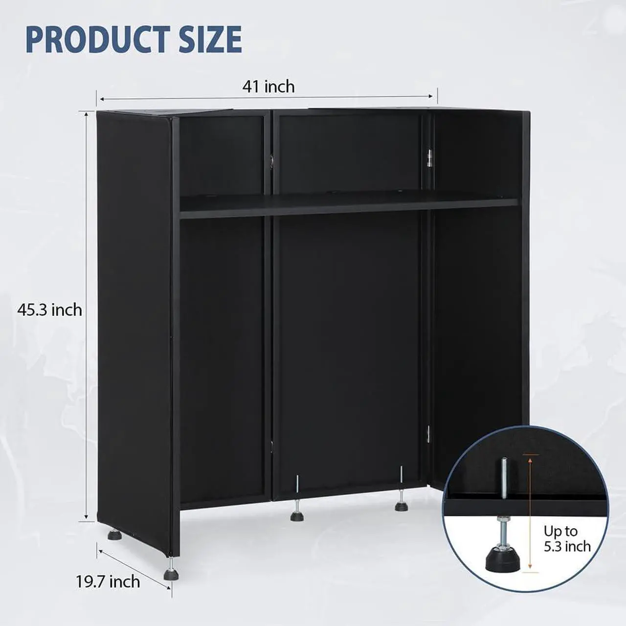 Alt view image 3 of 7 - DJ Facade Booth 41"L x 20"W Portable DJ Facade with White & Black Scrim, Foldable DJ Table Station with LED Strips for Party, Black Metal Frame