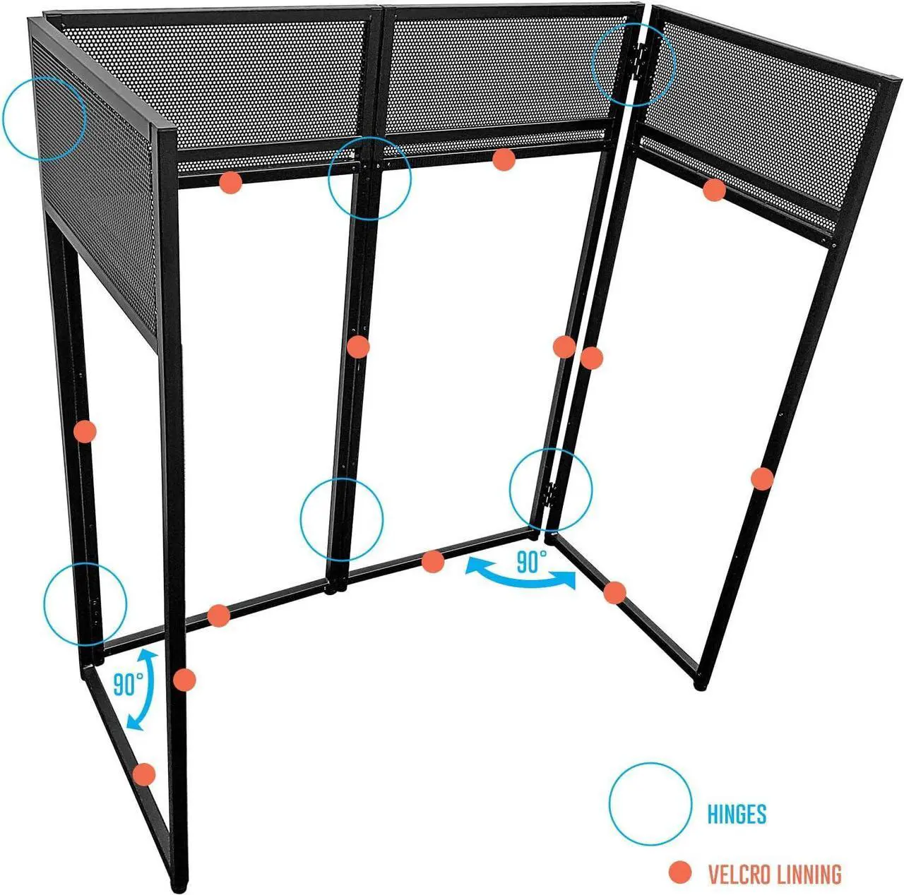 Alt view image 4 of 7 - Portable DJ Facade Booth with Black and White Lighting Scrims, Carry Cases | Standing DJ Table - 40" x 20" | DJ Controller Stand | Recording Mixer Stand| DJ Booth (ES-01)