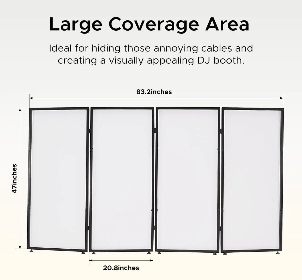 Alt view image 2 of 7 - DJ Facade Booth Portable Event Cover Screen - Foldable 4 Detachable Metal Frame Light Projector Display Scrim Panel Stand with Carry Bag (White and Black)