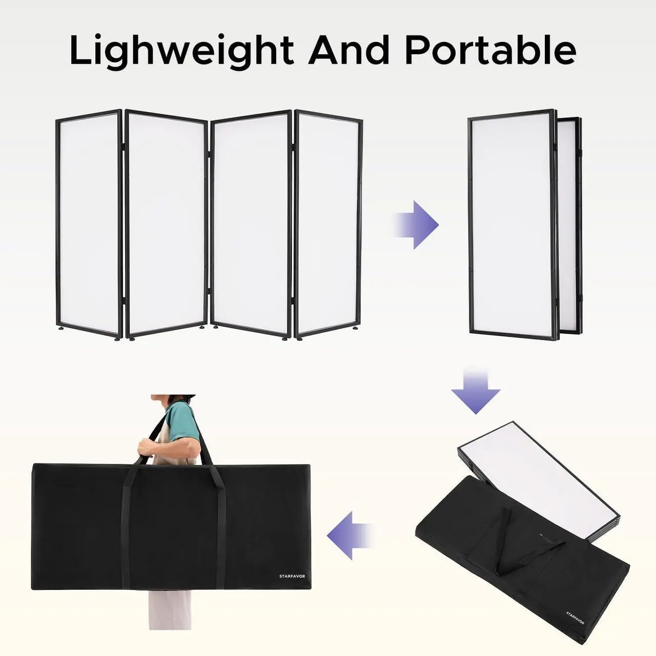 Alt view image 4 of 7 - DJ Facade Booth Portable Event Cover Screen - Foldable 4 Detachable Metal Frame Light Projector Display Scrim Panel Stand with Carry Bag (White and Black)
