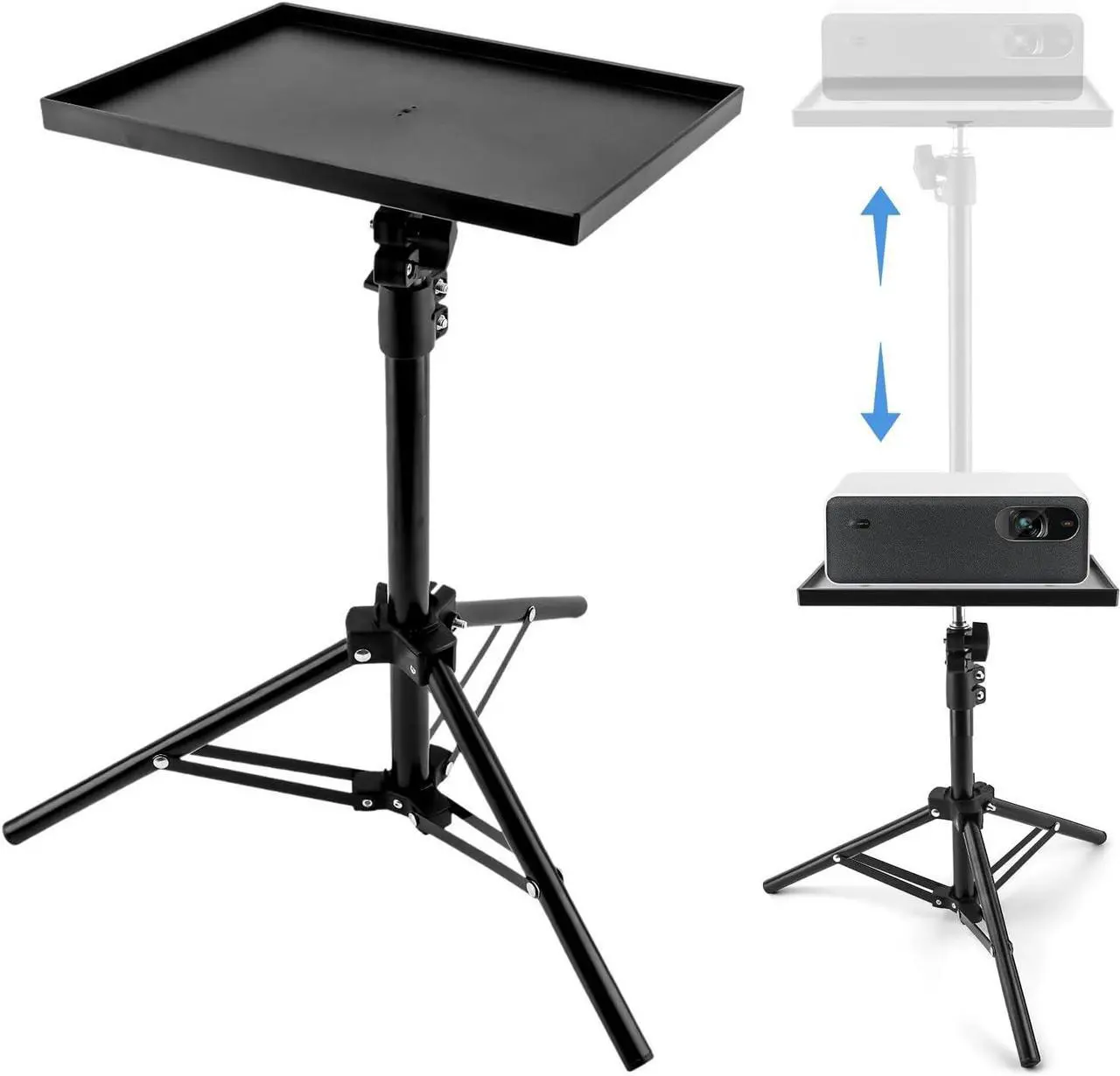 Alt view image 7 of 7 - Projector Stand Tripod, 21' to 47' Height Adjustable Portable Laptop Tripod Stand, Multifunctional DJ Rack Stand Holder for Outdoor Office Home Stage Studio Holder(COLOR:Black)