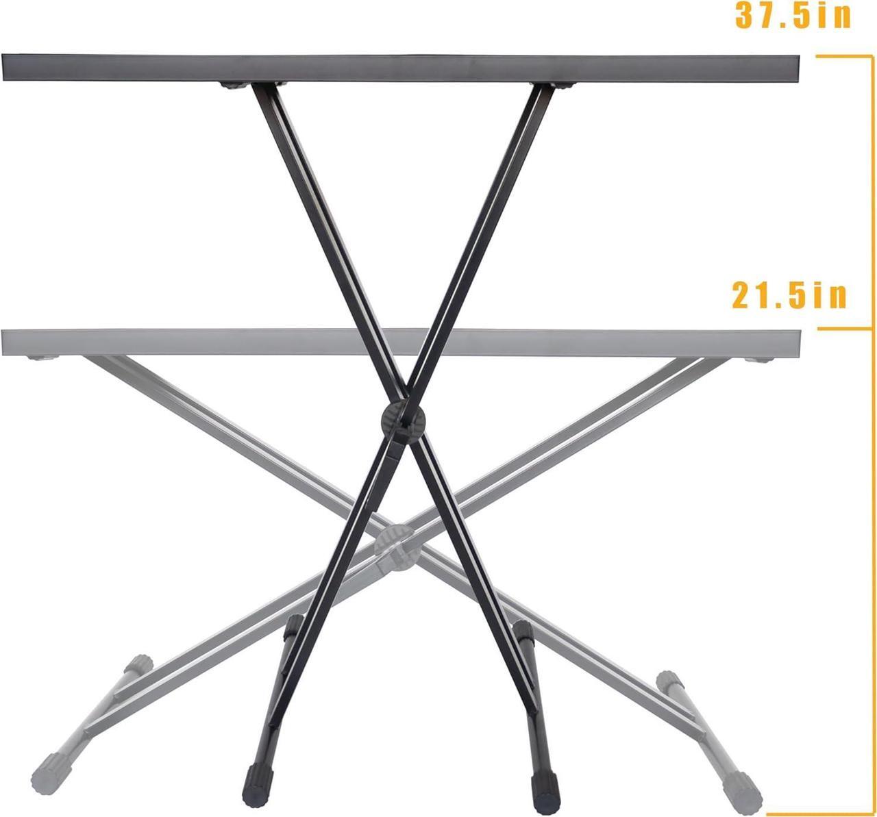 Alt view image 2 of 7 - Portable DJ Table Stand DJ Controller Stand DJ Desk DJ Booth Adjustable Height DJ Stand For Laptop/Synth DJ Mixer Stand with Braced Keyboard Stand w/35 x 17.3 Table Top and Travel Bag