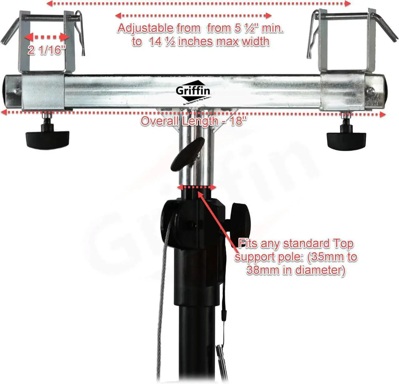 Alt view image 2 of 4 - T Bar Adapters for Lighting  Stands (2)| Triangle or Square ing Bracket Mounts for Light Cans & DJ Booth Kit | Pro-Audio Effects Stage Hardware Holder | Music Equipment Gear Platform