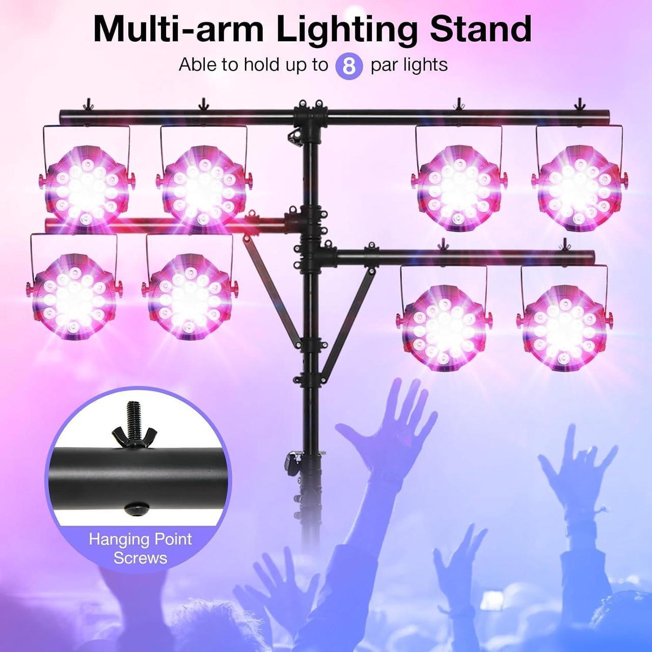 Alt view image 2 of 7 - DJ Light Stand, Tripod Lighting Stand with 73""-138"" Adjustable Height, Portable T-bar Light Stand Stage Light Stand for Bar, Party & Banquet, TL35700