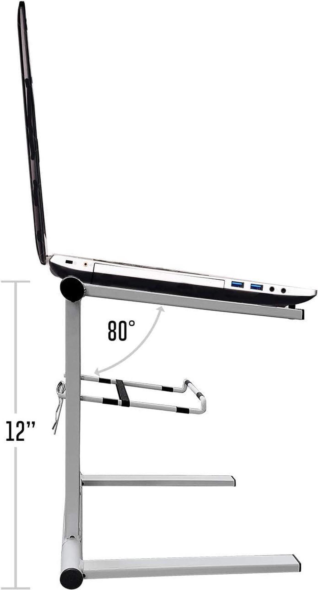 Alt view image 4 of 7 - Portable Folding Laptop Stand with Bag | Elevated MacBook Stand for Home Office, Music Production, Gaming, DJ Controller | No Assembly Required (White)