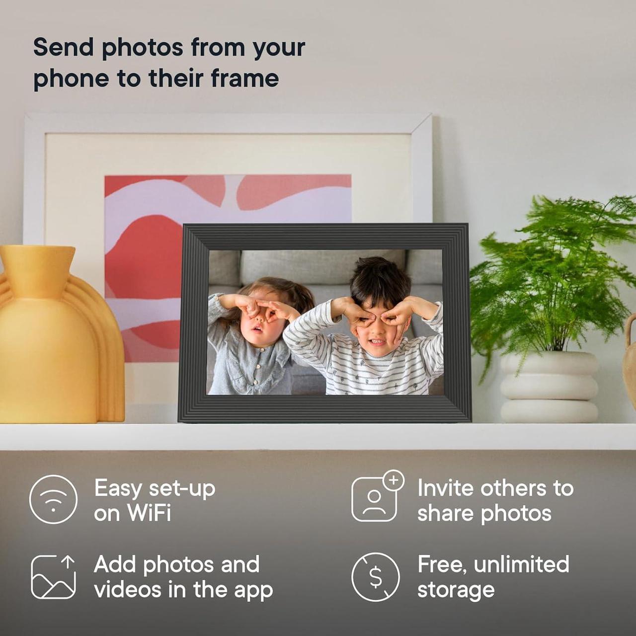 Alt view image 2 of 7 - HD WiFi Digital Picture Frame, 10.1, Add Photos with Aura App, Free Unlimited Storage - Wirecutters Pick for Best Digital Photo Frame 2022 - Gravel