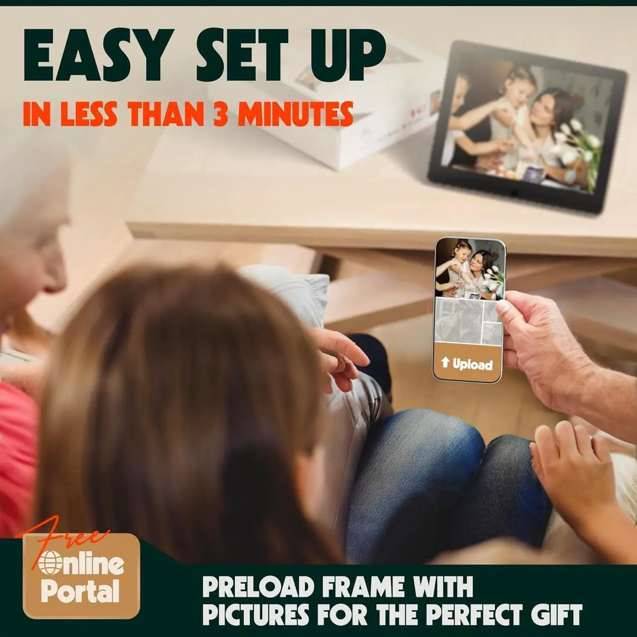 Alt view image 2 of 7 - 10 inch Digital Frame WiFi | Free Unlimited Cloud Storage | Motion Sensor | Highly giftable for Grandparents | IPS Display | Easy Setup Digital Photo Frame | Electronic Picture Frame