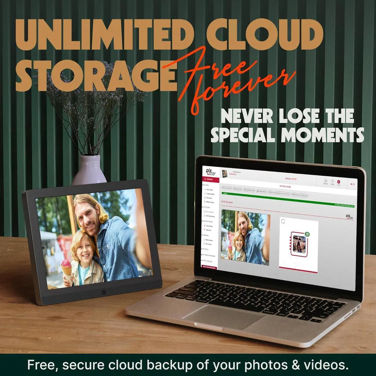 Alt view image 5 of 7 - 10 inch Digital Frame WiFi | Free Unlimited Cloud Storage | Motion Sensor | Highly giftable for Grandparents | IPS Display | Easy Setup Digital Photo Frame | Electronic Picture Frame