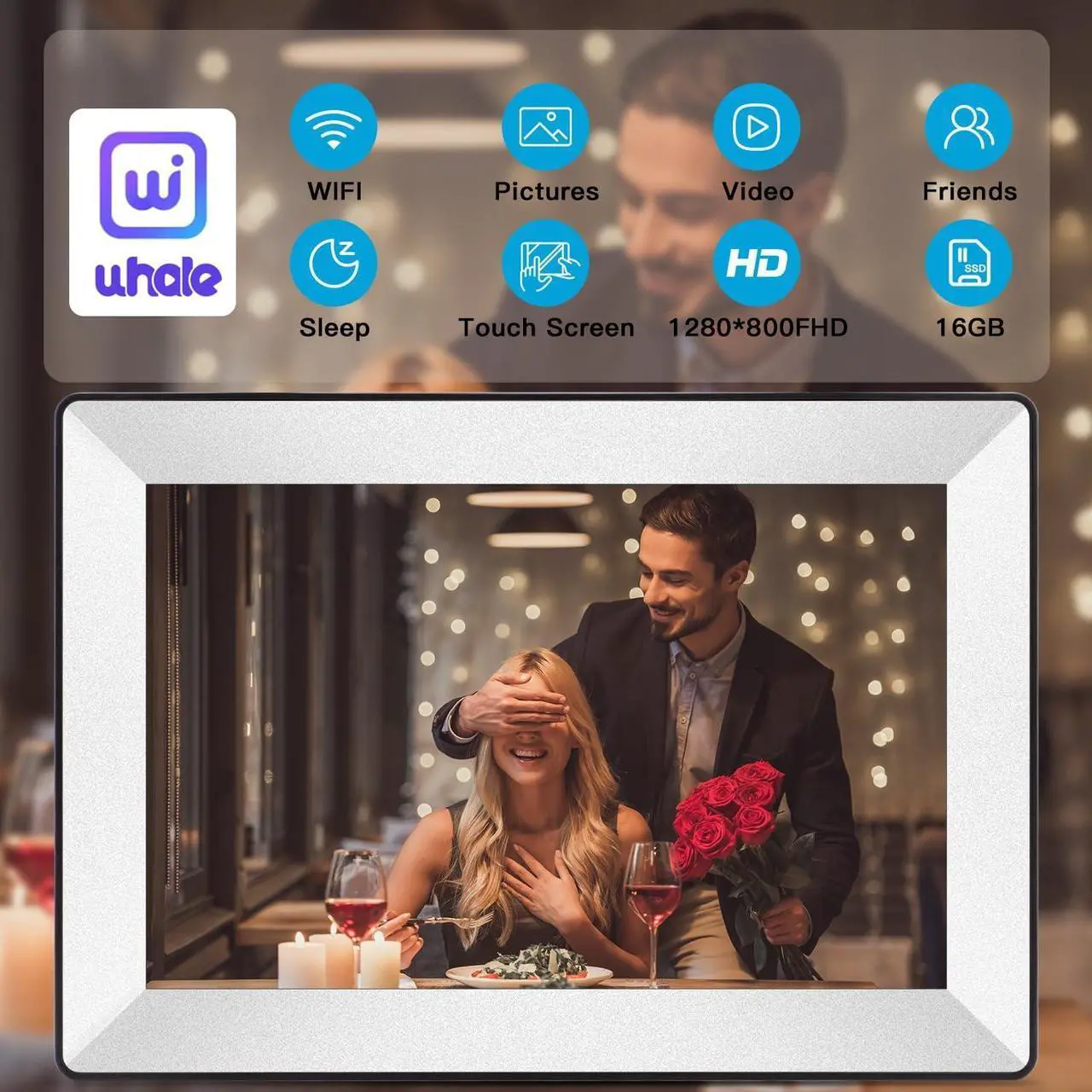 Alt view image 3 of 7 - 10.1inch Digital Picture Frame WiFi Smart Digital Photo Frame 1280 * 800 IPS HD Touch Screen, 16GB Memory, auto-Rotate, use APP Instantly Shares Photos and Videos-Best Gift