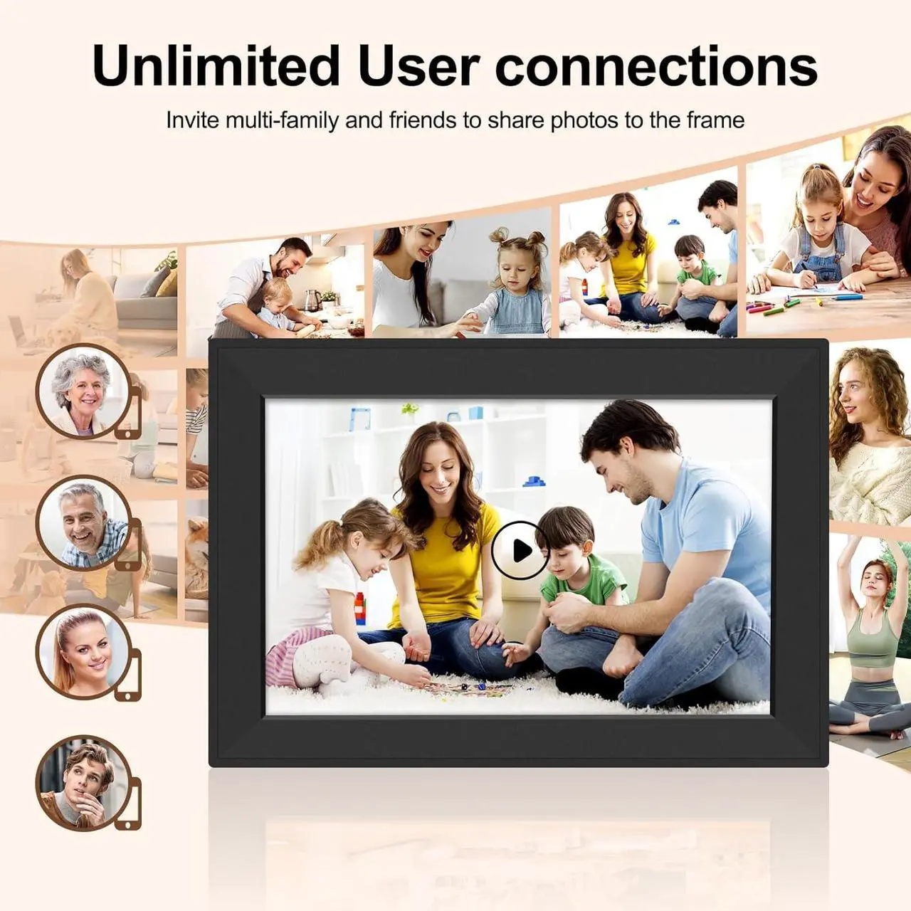 Alt view image 3 of 6 - 10.1 Inch WiFi Digital Picture Frame, Smart Electronic Clound Digital Photo Frame with 1280 * 800 HD Touch Screen, Instantly Share Photos & Video, Gift for Friend and Family