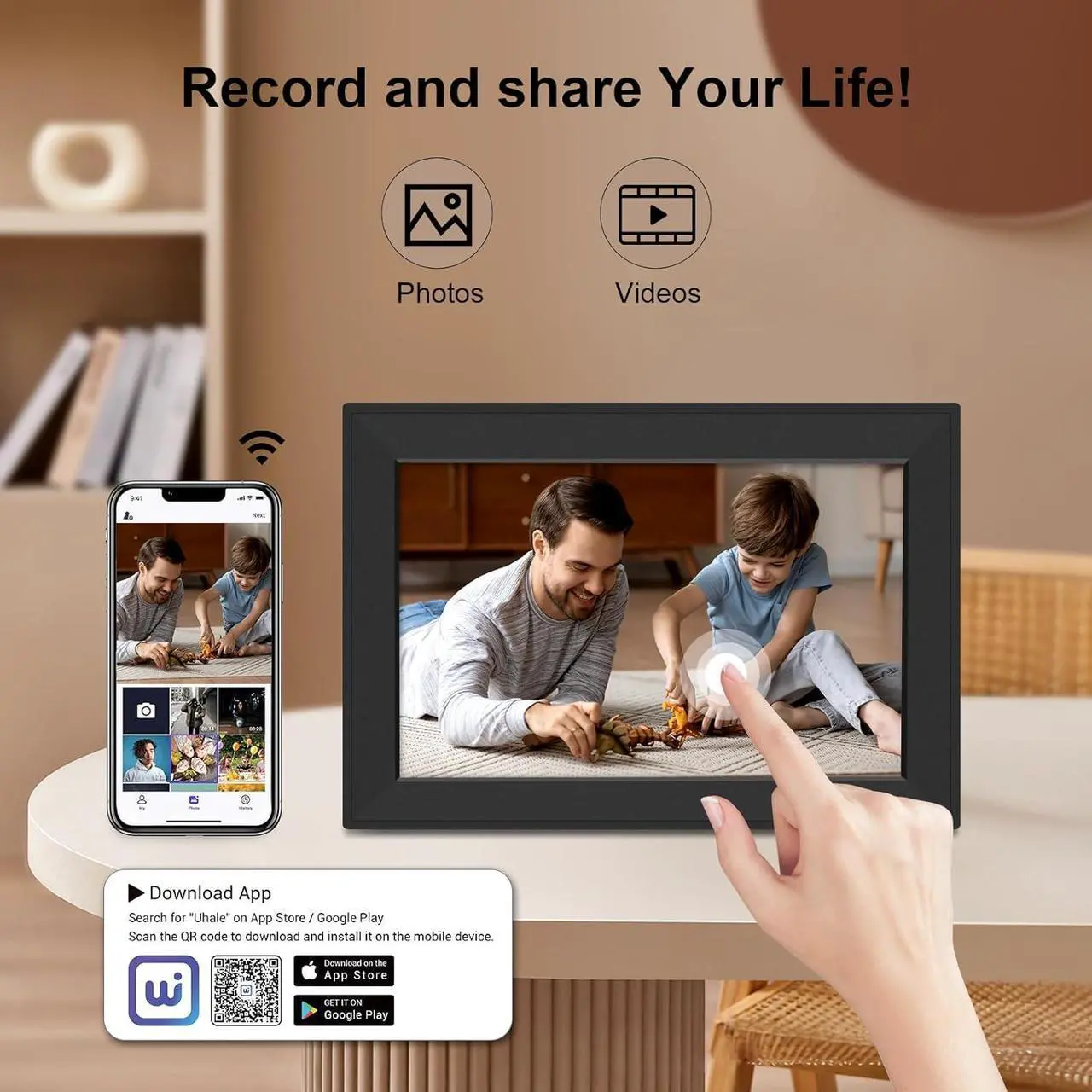 Alt view image 4 of 6 - 10.1 Inch WiFi Digital Picture Frame, Smart Electronic Clound Digital Photo Frame with 1280 * 800 HD Touch Screen, Instantly Share Photos & Video, Gift for Friend and Family