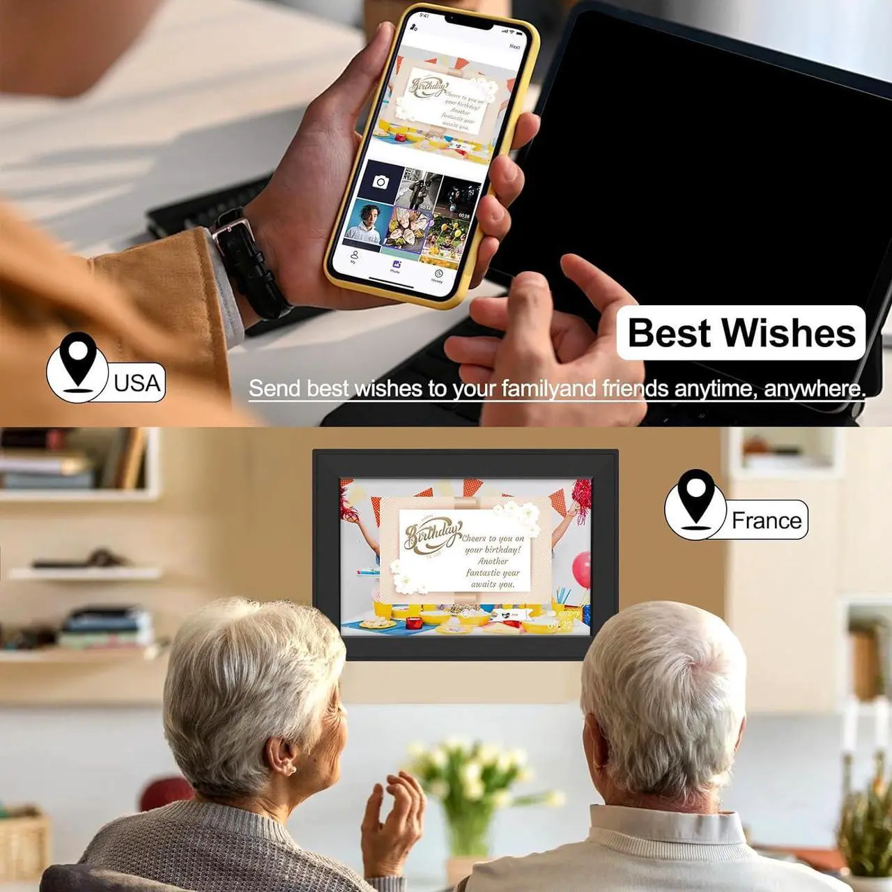 Alt view image 6 of 6 - 10.1 Inch WiFi Digital Picture Frame, Smart Electronic Clound Digital Photo Frame with 1280 * 800 HD Touch Screen, Instantly Share Photos & Video, Gift for Friend and Family