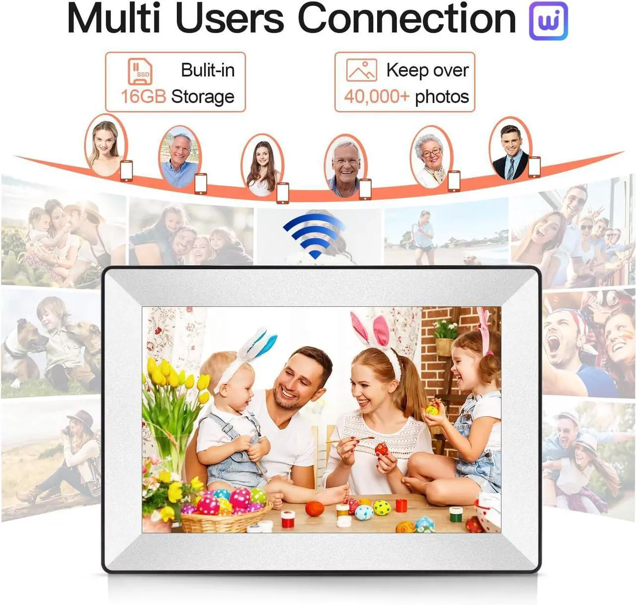 Alt view image 5 of 7 - 10.1inch Digital Picture Frame WiFi Smart Digital Photo Frame 1280 * 800 IPS HD Touch Screen, 16GB Memory, auto-Rotate, use APP Instantly Shares Photos and Videos-Best Gift