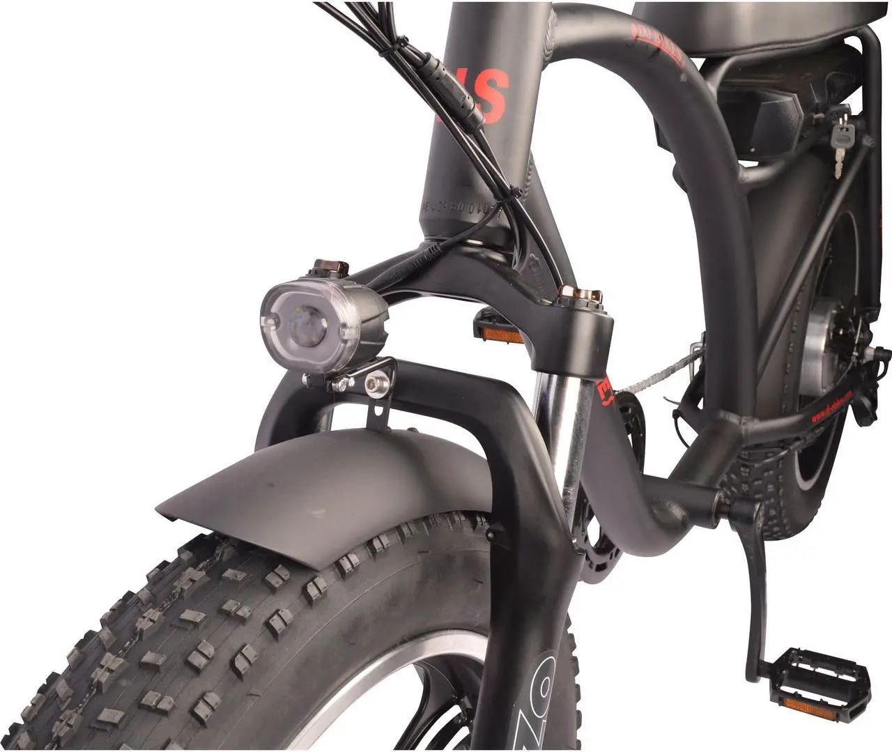 Alt view image 4 of 5 - DJ Super Electric Bike 20* 4” Fat Tire, Powerful 750W Bafang Motor, 48V 13Ah LG Battery, Max Range 50 miles. Aluminum Frame, Matte Black, LED Bike Light, MOZO Suspension Fork and 7-Speed Shimano Gear