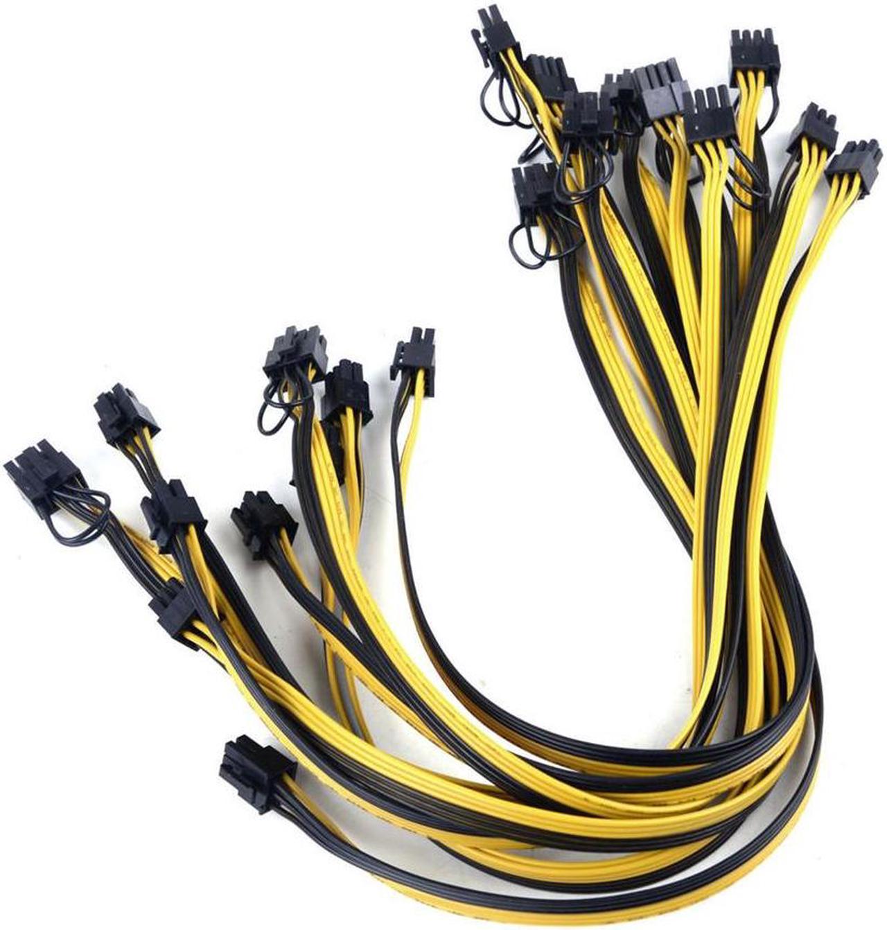 10Pcs 70cm High Quality 6Pin to 8Pin (6+2Pin) PCI-E Breakout Cable 18AWG Mining