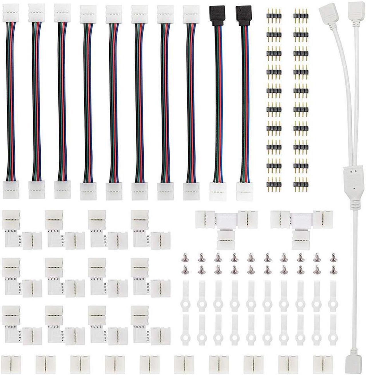 95pcs 5050 4 Pins RGB LED Tape Connector Kit For LED Strips Light Remote Control