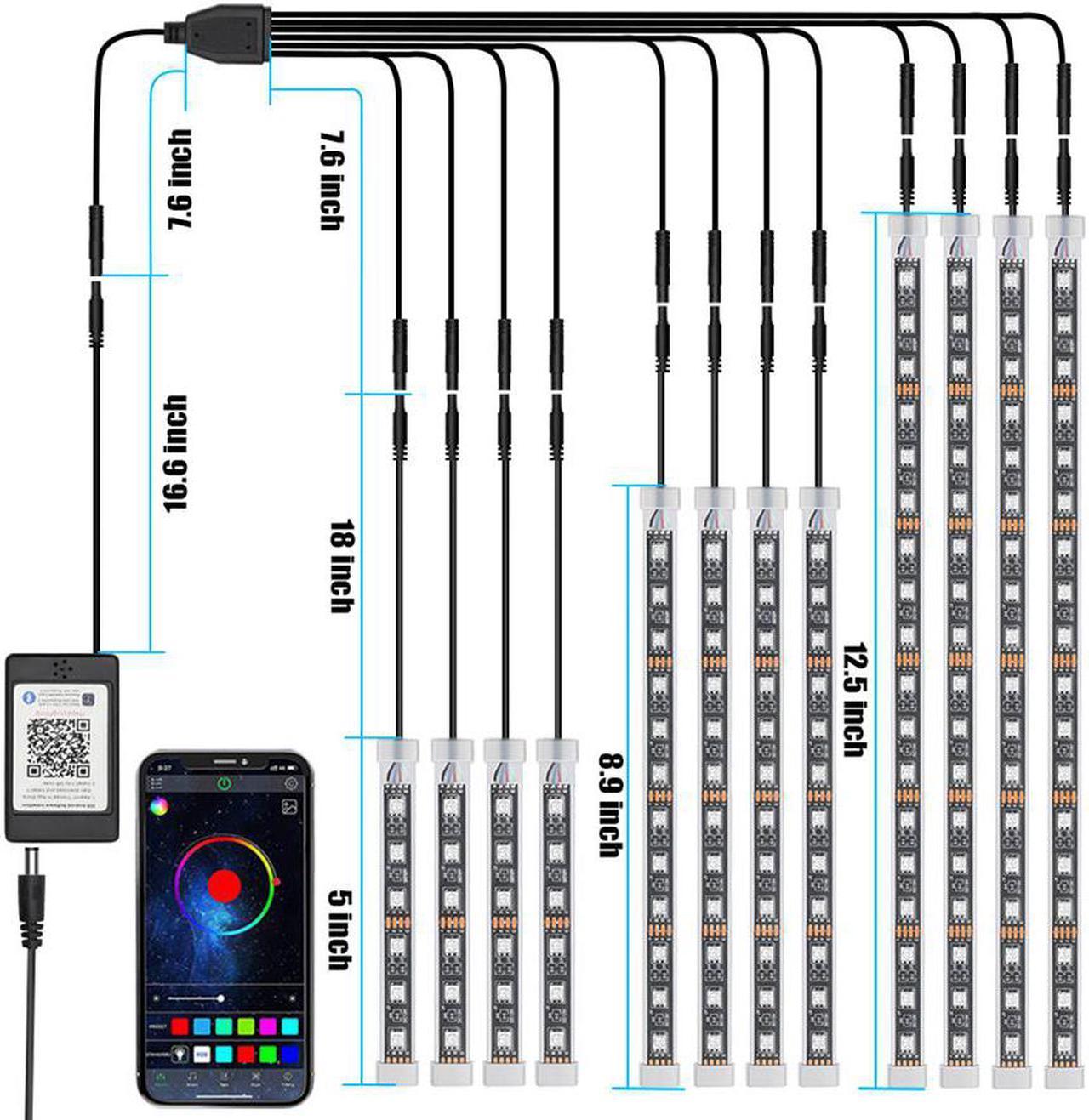 12X Motorcycle RGB APP Music Control LED Light Kit Decorative Ambient Lamp Strip