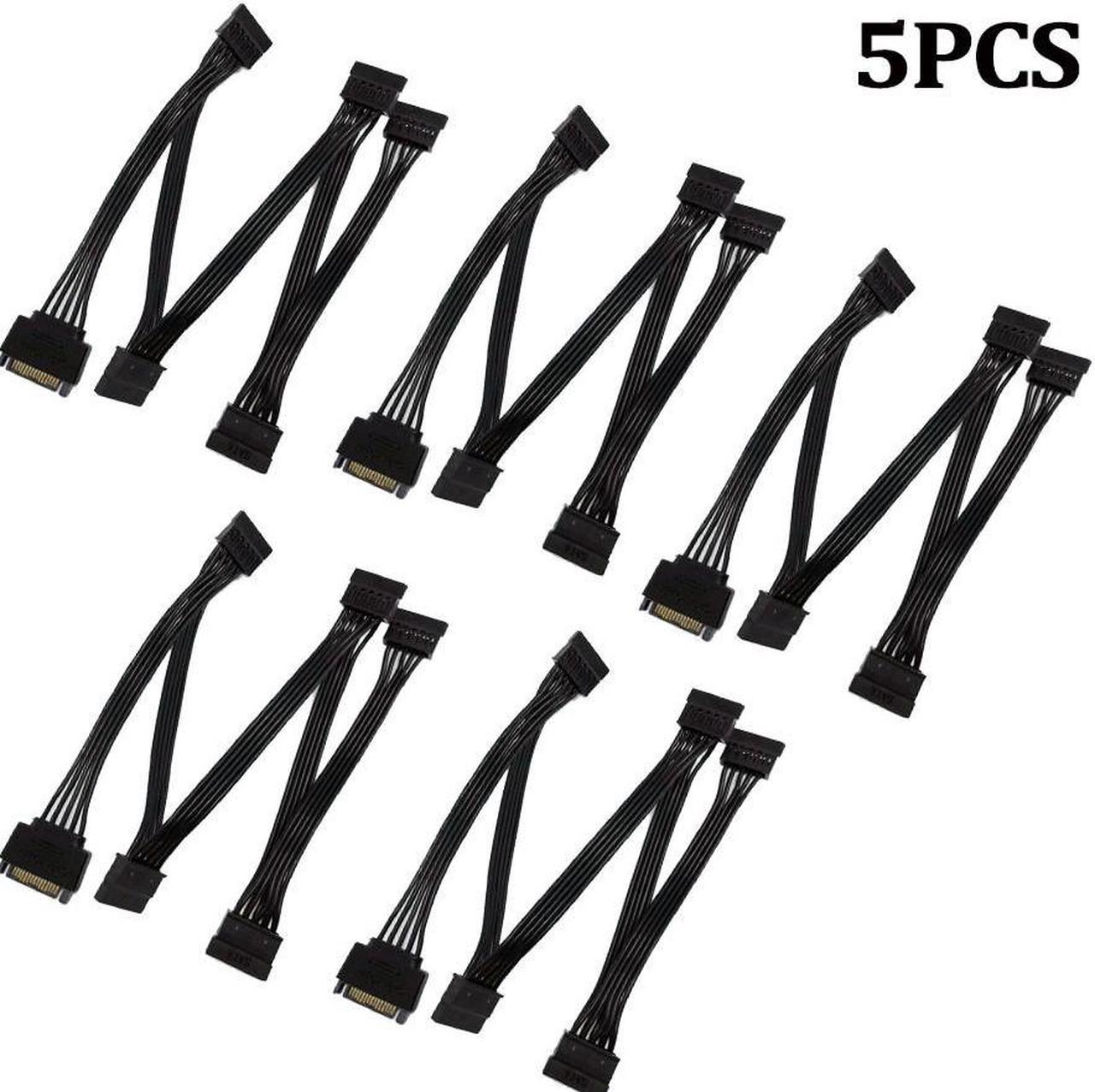 5PCS SATA Power 15 Pin 1 Male To 5 Female Splitter Hard Drive Adapter Cable Expansion Cable HDD SSD