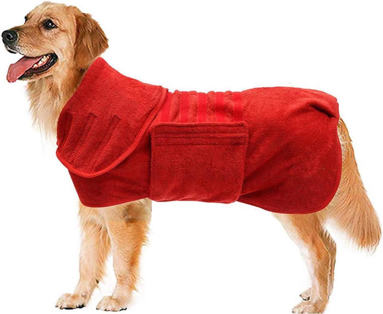 1pc Red Pet Bathrobe Dog Bath Towel Super Absorbent Fast Drying Fiber Bath Towel