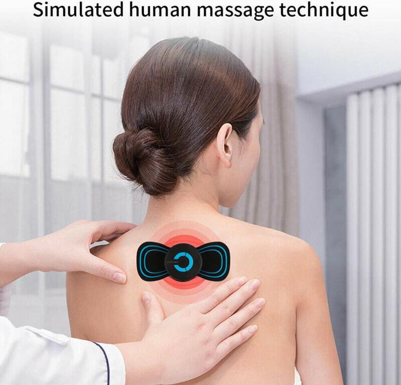 FYUU 2 Pcs Rechargable Mini Electric Neck Back Massager Cervical Massage Patch Stimulator