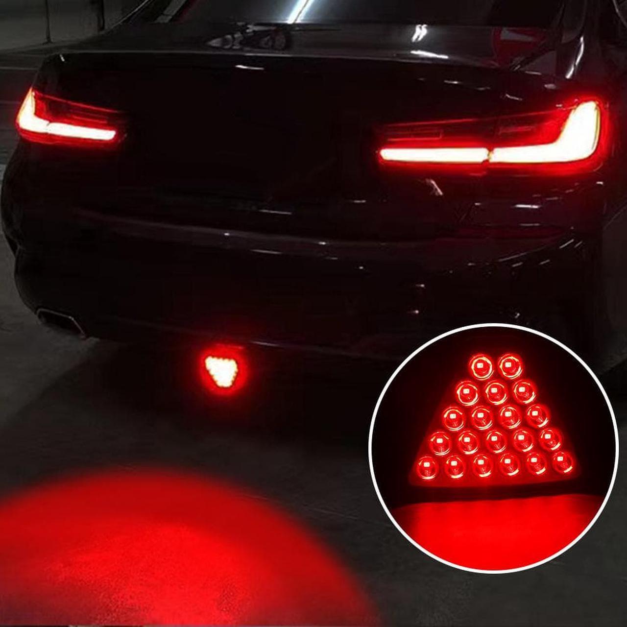 FYUU 12V Red Triangle Rear Brake Light Indicator Warning Strobe Safety Light for Car Motorcycle