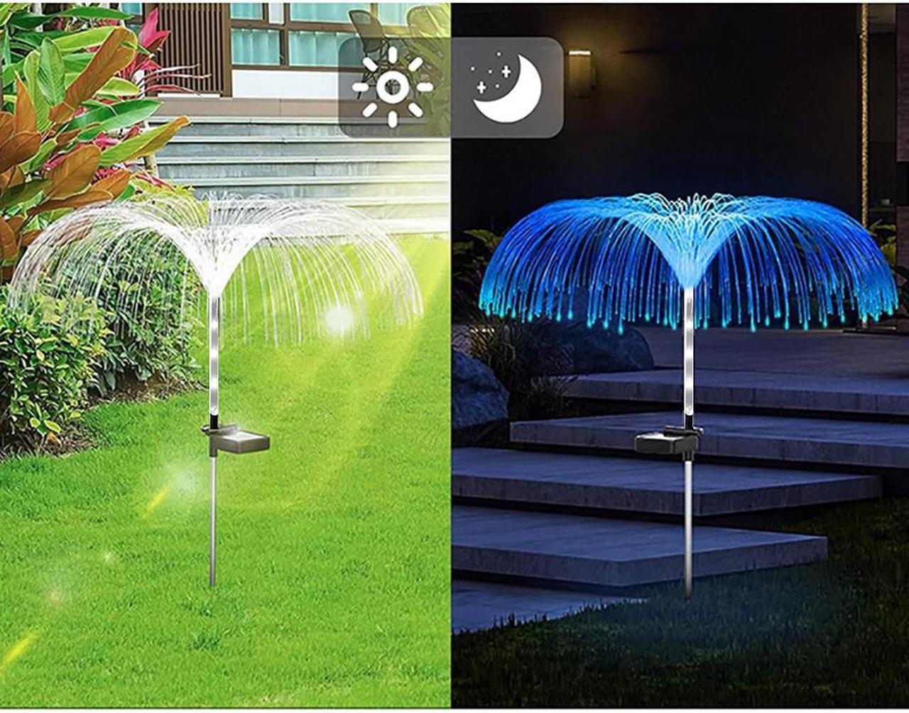 FYUU 2PCS Solar Power Garden Lights Outdoor LED 7 Color Changing Stake Jellyfish Light