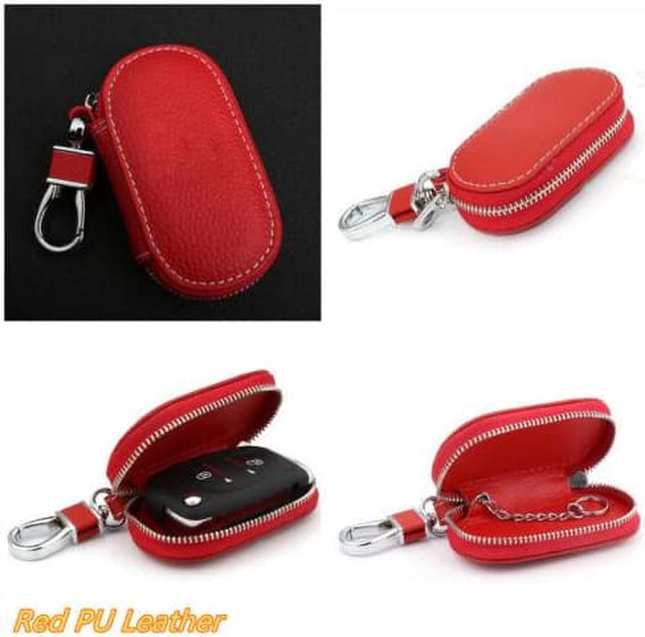 Acaigel Red PU Leather Fashion Auto Car Smart Remote Key Holder Bag FOB Case