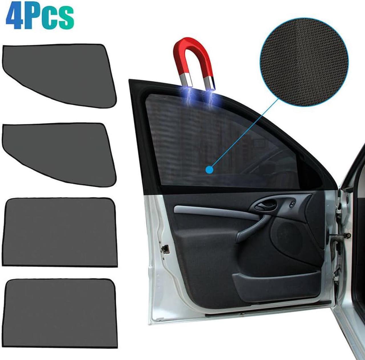 Acaigel 4x Black Mesh Magnetic Car Door Side Window Sunshade For Sedan Car SUV Minivan