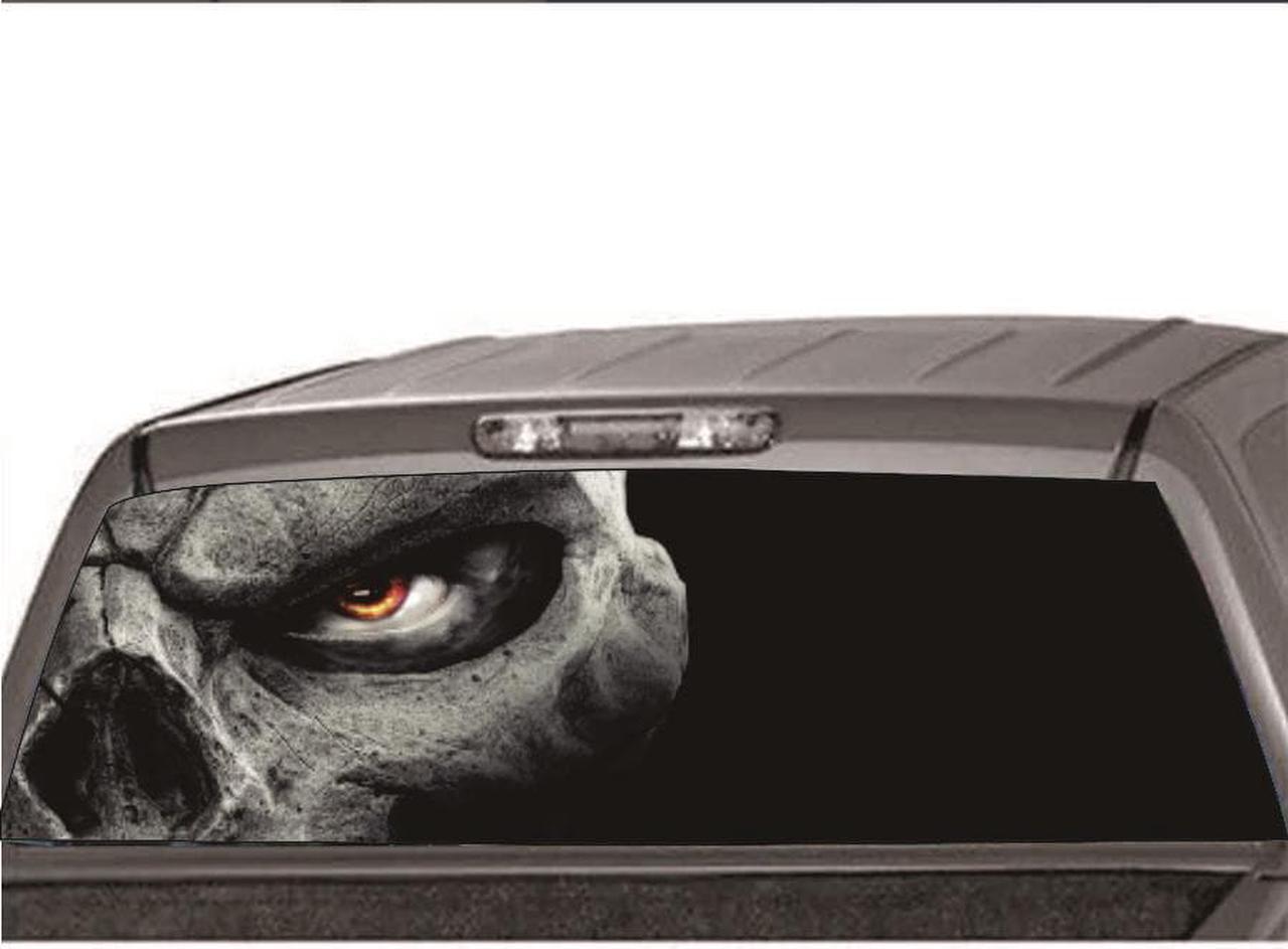 Acaigel 135 x 36cm P450 Skull Rear Window Tint Graphic Decal Wrap Back Truck Tailgate