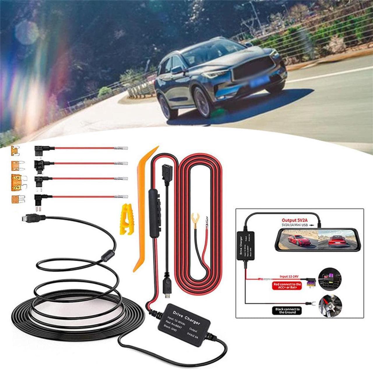 Acaigel Car Dash Cam DVR Hardwire Cable Kit Video Recorder 12/24V To 5V Mini/ Micro USB Charger Line Kit