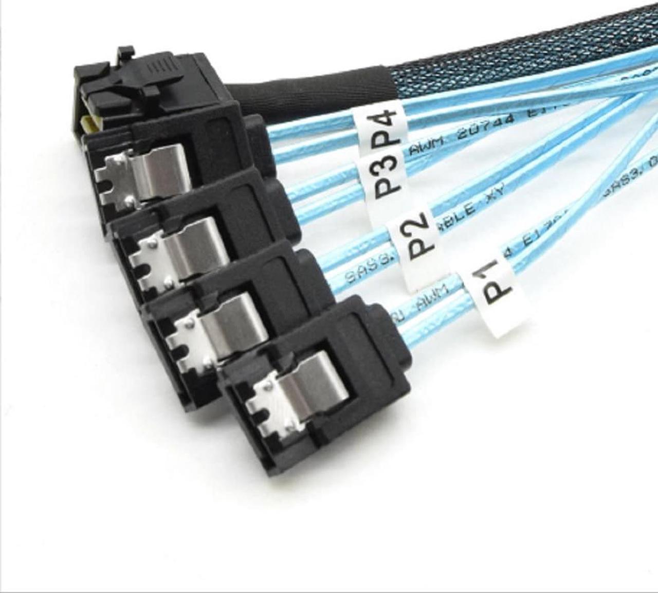 Acaigel Internal HD Mini SAS SFF-8643 to 4 SATA Connect to Hard Drive Cable 1M