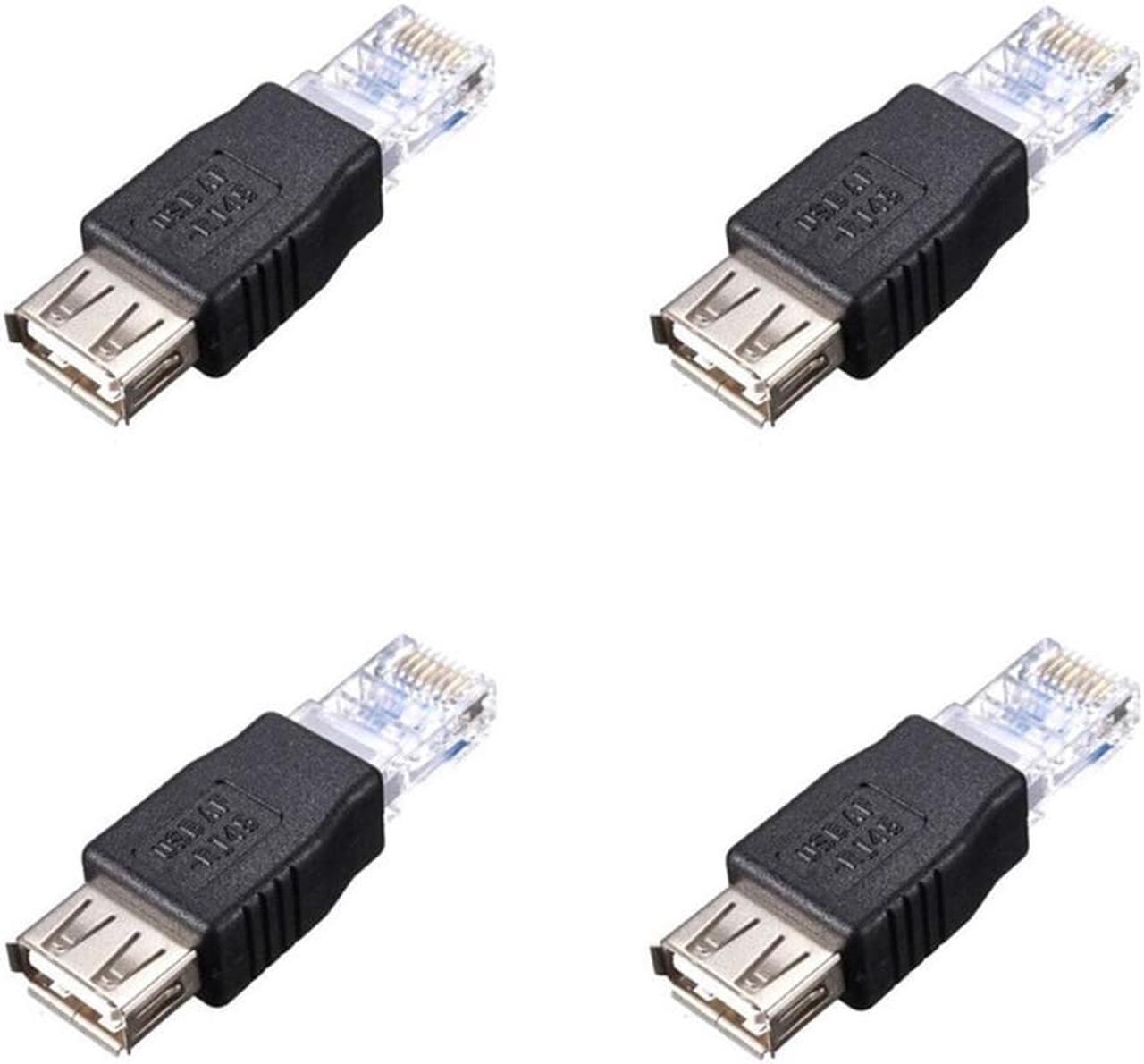 Acaigel 4 Pcs RJ45 Male to USB AF A Female Adapter Socket LAN Network Ethernet Router Plug