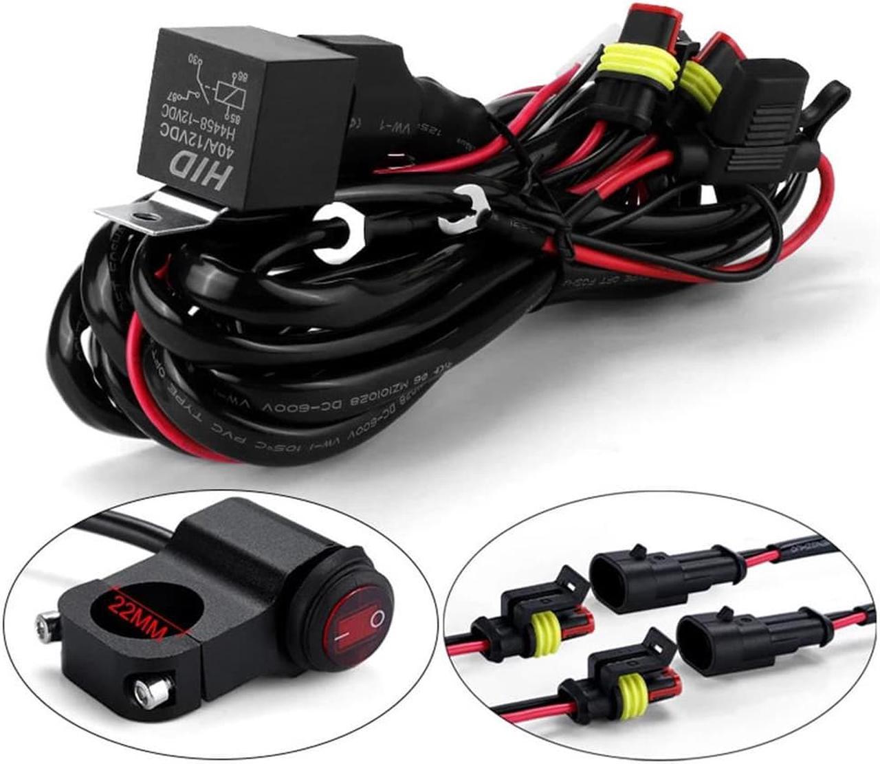 Acaigel 2.2M Fuse 40A 12V Relay Switch Harness Wiring Kit for Fog Light Spot Lights