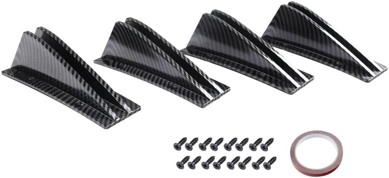 4Pcs Universal ABS Car Modified Rear Bumper Diffuser Spoiler Carbon Fiber Look