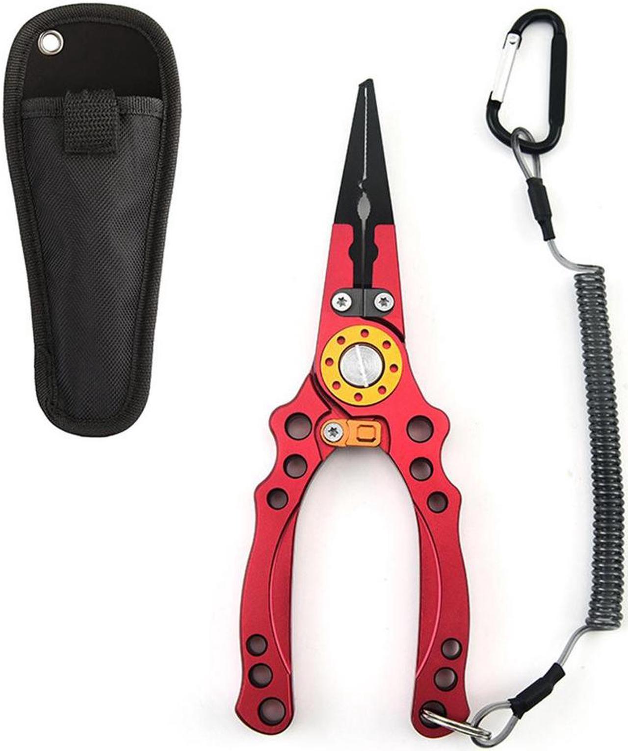 Acaigel Fishing Pliers Saltwater Resistant Fishing Tools with Sheath Telescopic Lanyard