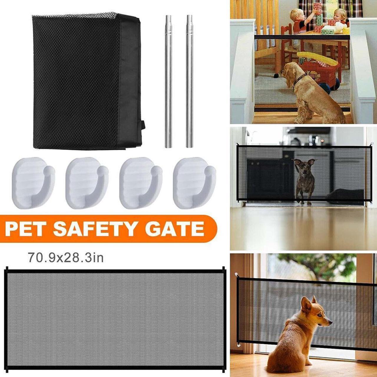 FYUU Safety Gate Baby Pet Dog Door Wide Retractable Mesh Net Home Kitchen Stairs Net