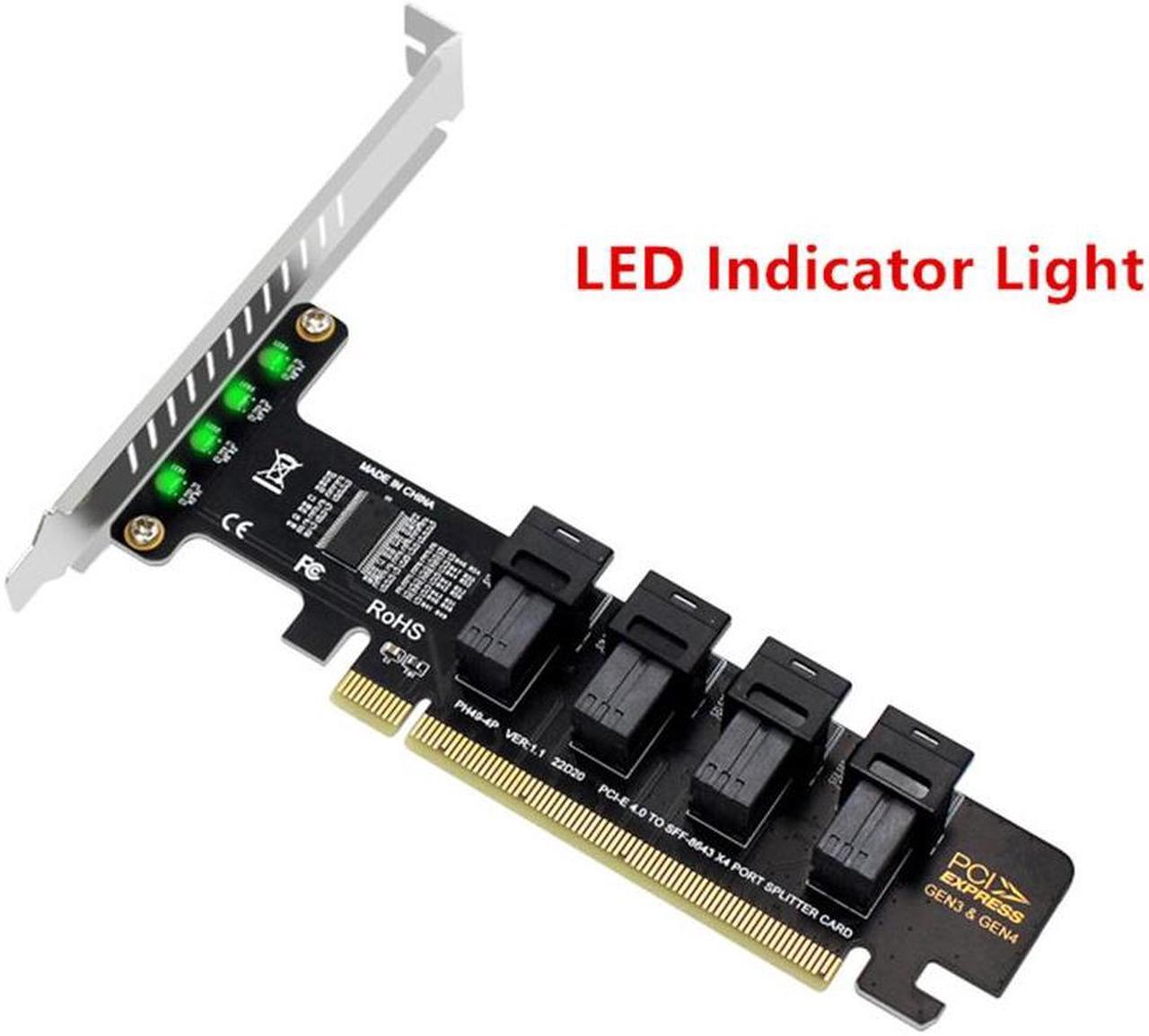 FYUU Pcie 4.0 X16 to SFF-8643 U.2 NVME 4 Ports SSD Adapter Expansion Card