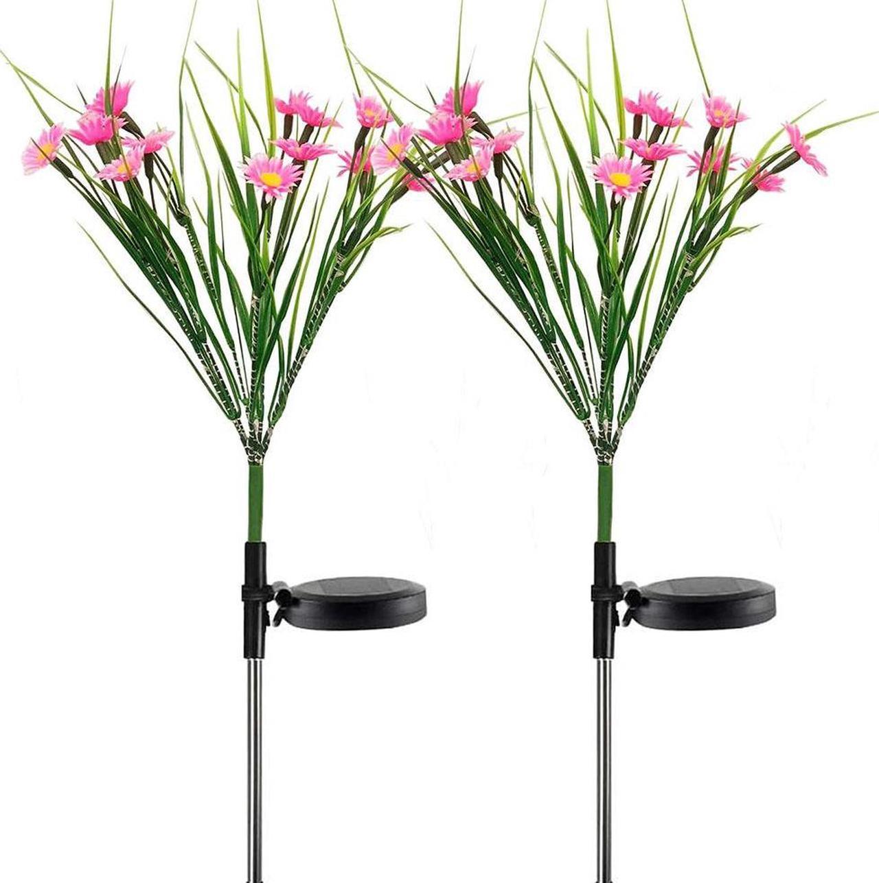 2Pcs Solar Garden Lights LED Flower Stake Lamp Outdoor Yard Waterproof Patio Decor