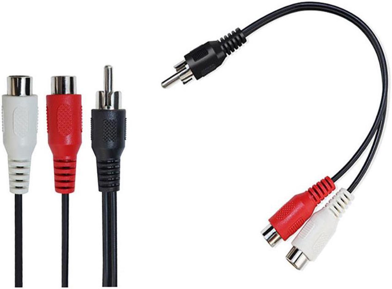 2 Pcs RCA Male to 2 RCA Female Audio Speaker Adapter Y Splitter Cable