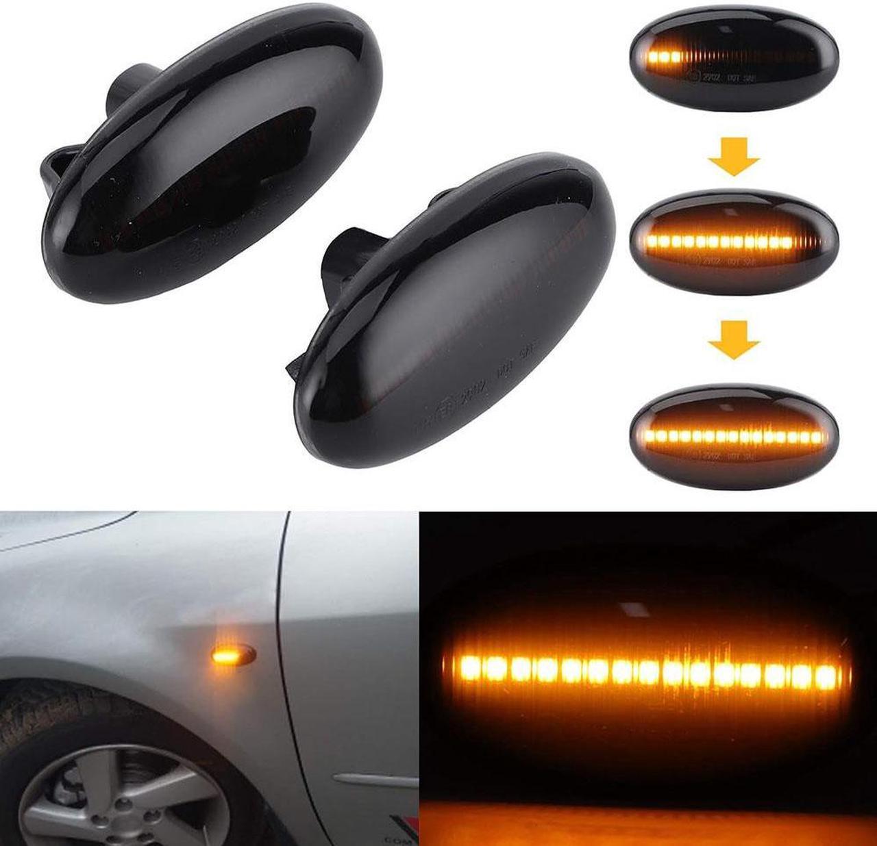 Yassdwbn 2x Smoked Lens LED Side Marker Turn Signal Lights For Mazda 2 3 5 6 BT-50 MPV II