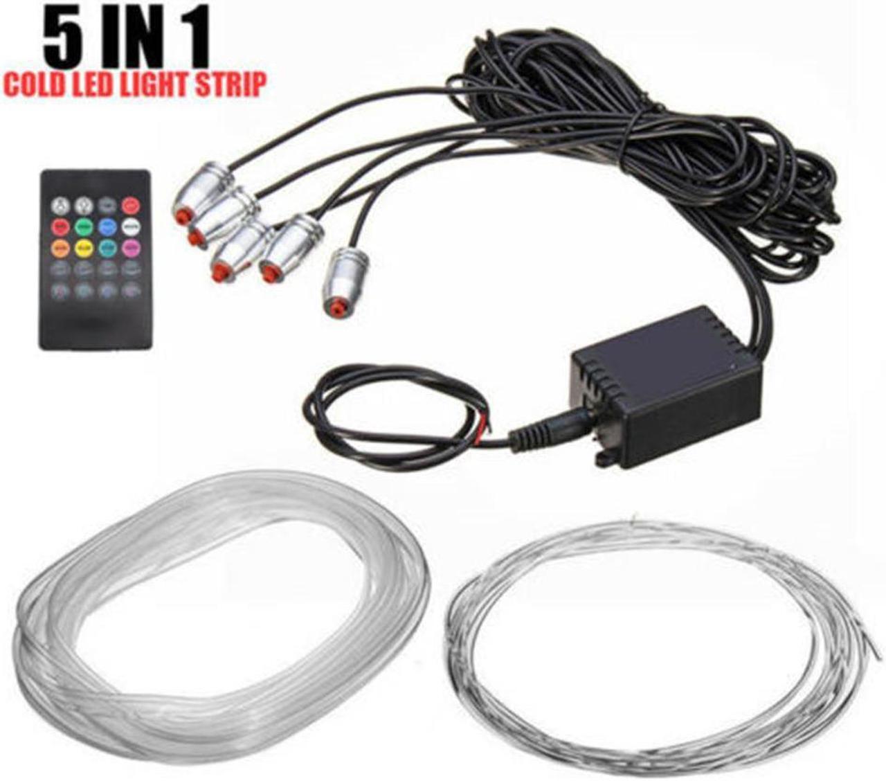 Main image of Acaigel 5 x RGB LED 6m Optical Fiber Car Decor Strip Light Sound Active Remote Control